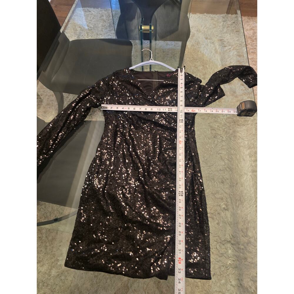 Fiestar Sequin Dress Women's Size Large Black Long Sleeves Party Cocktail - Picture 12 of 12